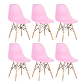 Kit 6 Cadeiras Charles Eames Eiffel Dsw Com Pés De Madeira Clara Rosa Claro