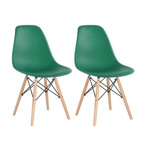 Kit 2 Cadeiras Charles Eames Eiffel Dsw Com Pés De Madeira Clara Verde Escuro