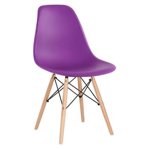 Cadeira Charles Eames Eiffel Dsw Com Pés De Madeira Clara Roxo