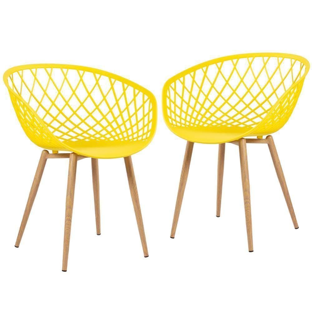 Kit - 2 X Cadeiras Clarice Nest Com Apoio De Braços - Sidera - Amarelo
