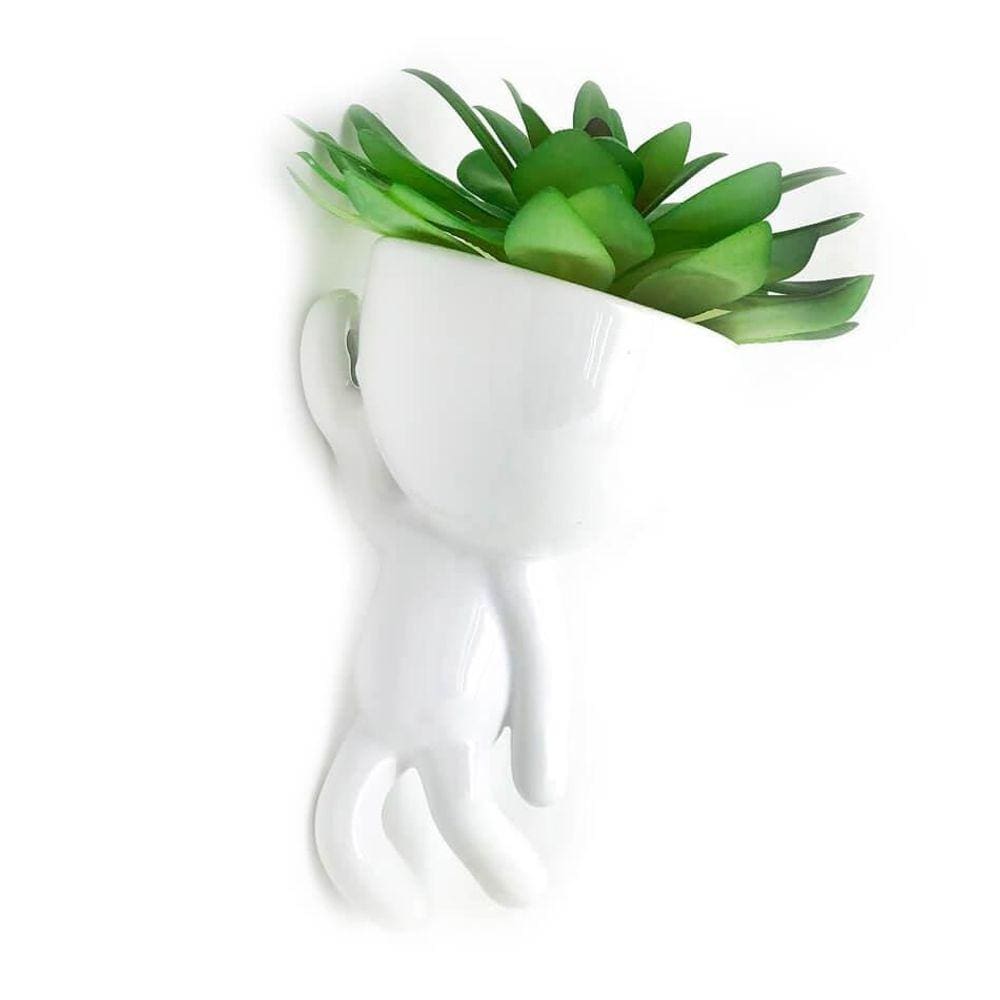Vaso De Parede Cachepot Bob Homenzinho Branco Md2