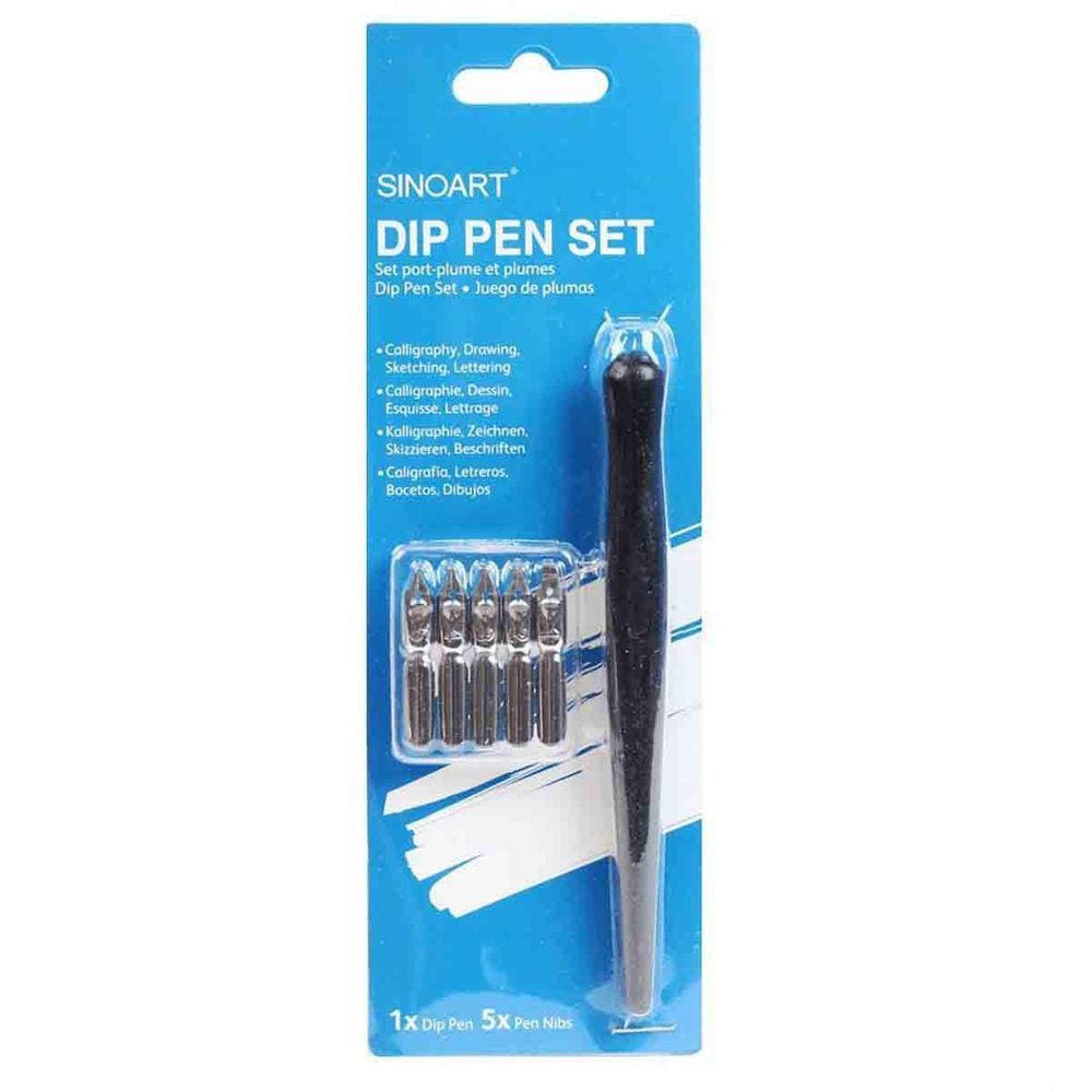 Kit Caligrafia Cabo Com 5 Penas Sinoart