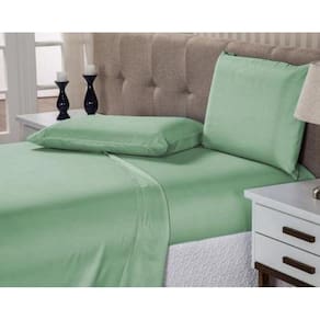 Jogo De Lençol Casal Linha Charme Cama Box 4 Peças Verde