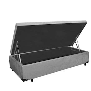 Cama Box Baú Solteiro Sleep Home AColchões Suede Cinza 41x88x188