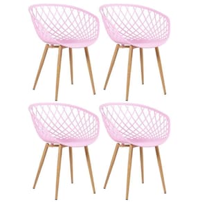 Kit - 4 X Cadeiras Clarice Nest Com Apoio De Braços - Sidera - Rosa Claro