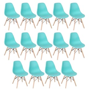 Kit 14 Cadeiras Charles Eames Eiffel Dsw Com Pés De Madeira Clara Verde Tiffany