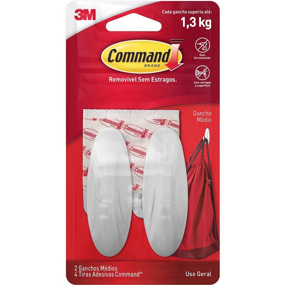 Gancho Medio Com Adesivo Branco 3M Command H0002040865