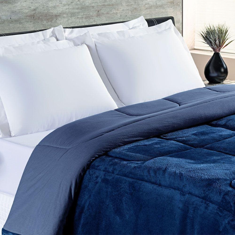 Coberdrom Casal Queen 1 Peça Azul Marinho