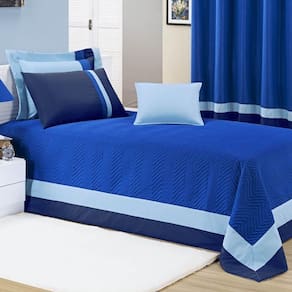 Cobre Leito Solteiro Stylo Tecido Micro Fibra Matelado 6 Peças - Azul