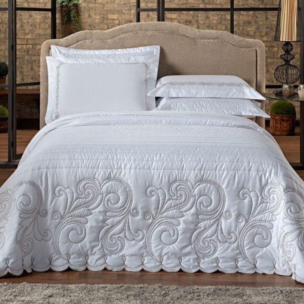 Kit Cobre Leito Bordado 6 Peças Queen Versatile Branco