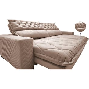 Sofá Retrátil e Reclinável 2,35m Molas Ensacadas Cama inBox Spazus. com Bordado 3D Velusoft