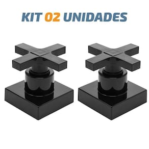 Kit 02 Acabamento Cruzeta Preto Registro Pressão Deca