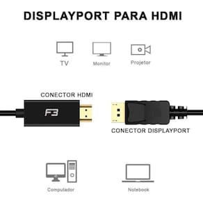 Cabo Adaptador Conversor Displayport Para Hdmi 1.8 Metros