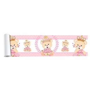 Kit 4 Faixas Adesivas Border Urso Coroa Rosa
