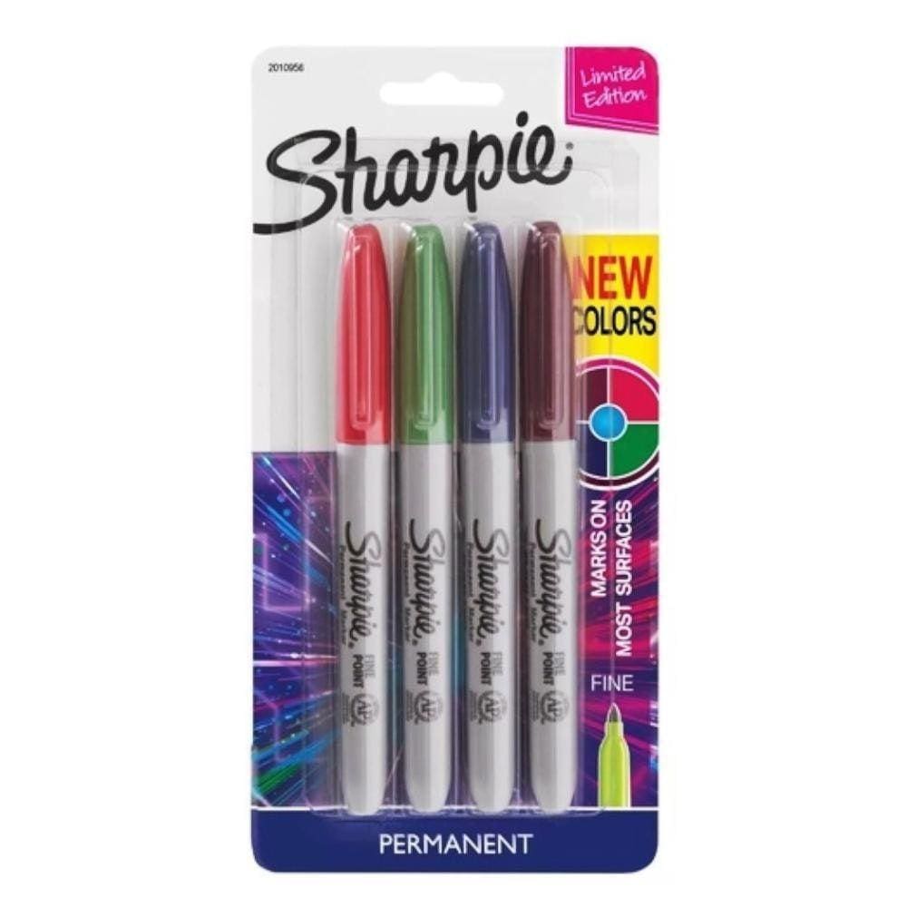 Marcador Permanente Sharpie Ponta Fina Cosmic Color 4 Cores