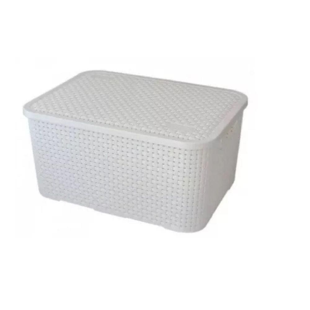 Cesto Organ Rattan Com Tampa Vime 7 litros