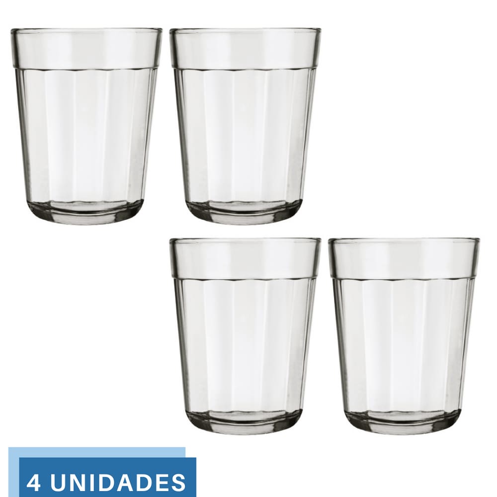 4 Mini Copos Americano Shot Cachaça 45ml Vidro Dose Nadir