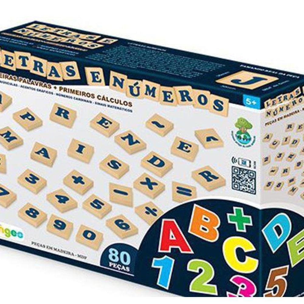 Brinquedo Letras E Números - 80 Peças