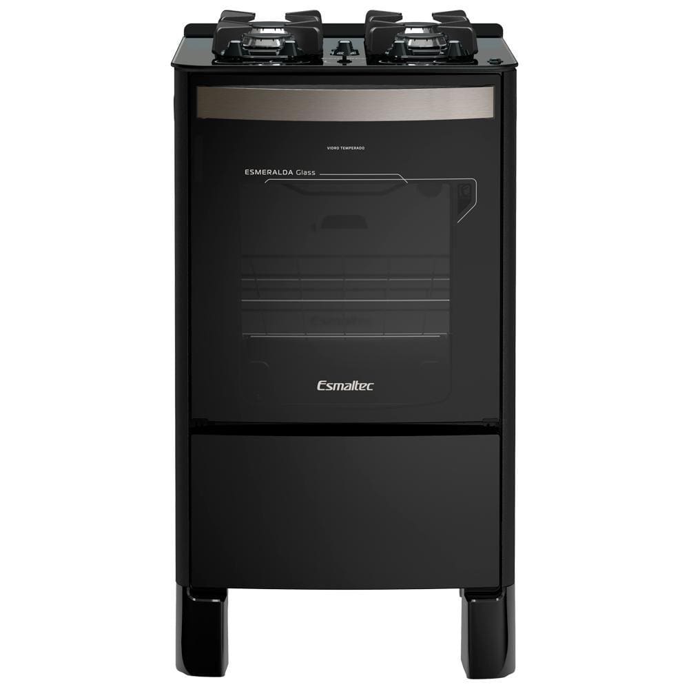 Fogão 4 Bocas Esmaltec Esmeralda Glass Gourmet Preto Mesa em Vidro - Bivolt - 4089