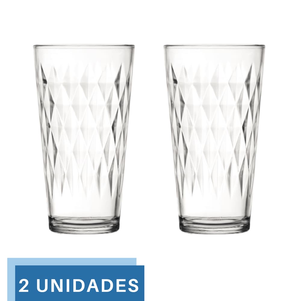 Jogo 2 Copos 350ml Vidro Vitrage Suco Agua Transparente Nadir