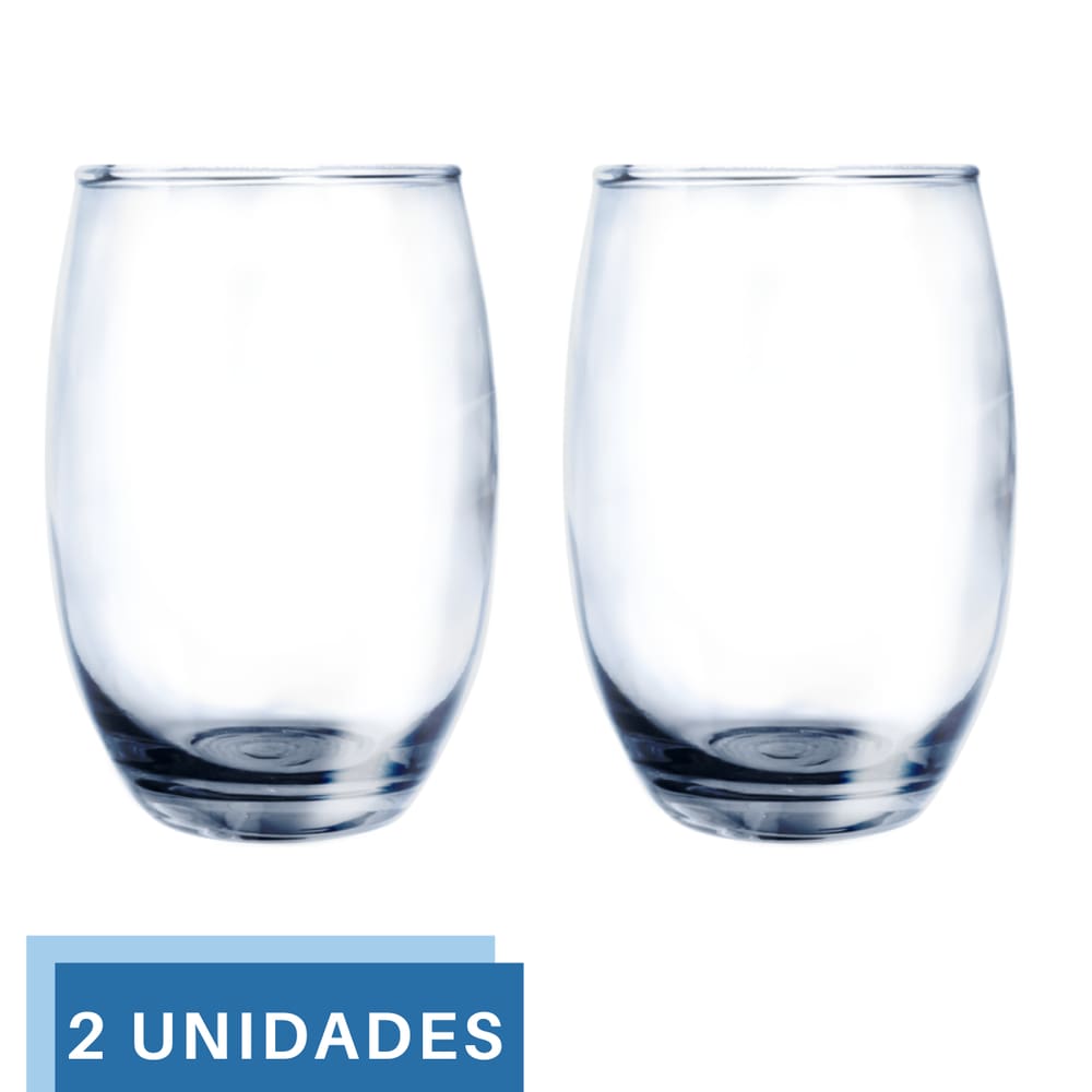 2 Copos Vidro Duravel Transparente Redondo 465ml Aruba Nadir