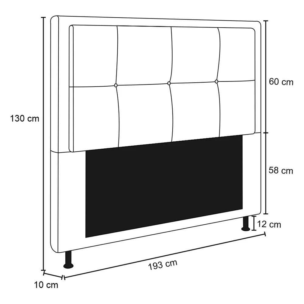 Cabeceira Ametista Cama Box King 195cm Suede Bege