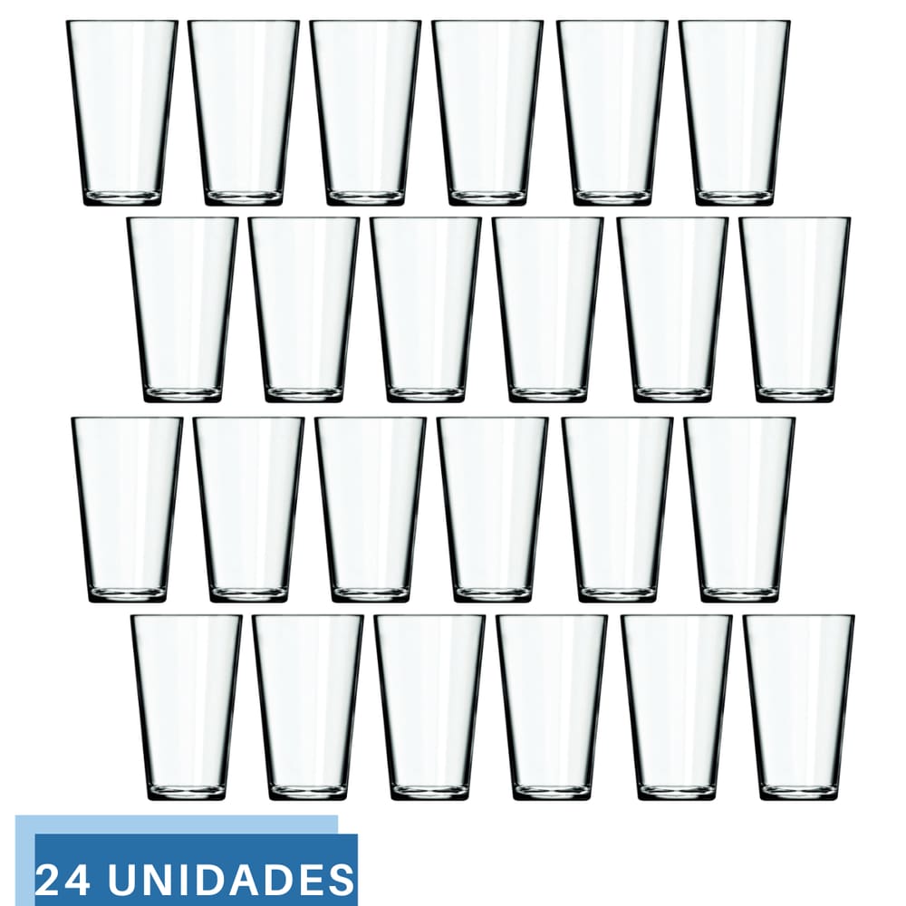 Jogo 24 Copo Cairo 350ml Vidro Suco Agua Transparente Nadir