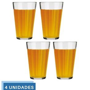 Jogo 4 Copo Americano Long Drink 450ml Vidro Cerveja Nadir