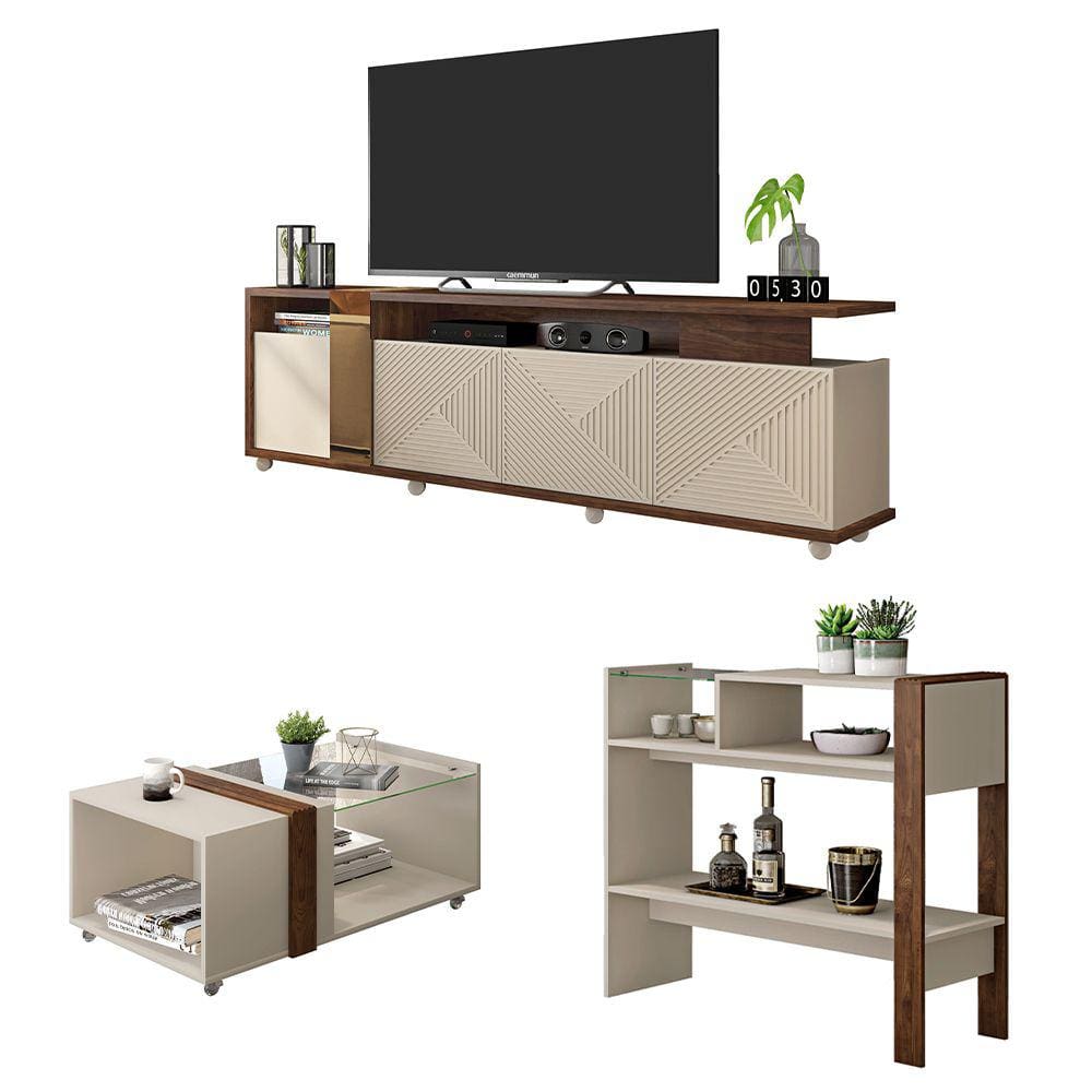 Conjunto Kit Sala Bancada Mesa Aparador Columbus Caemmun