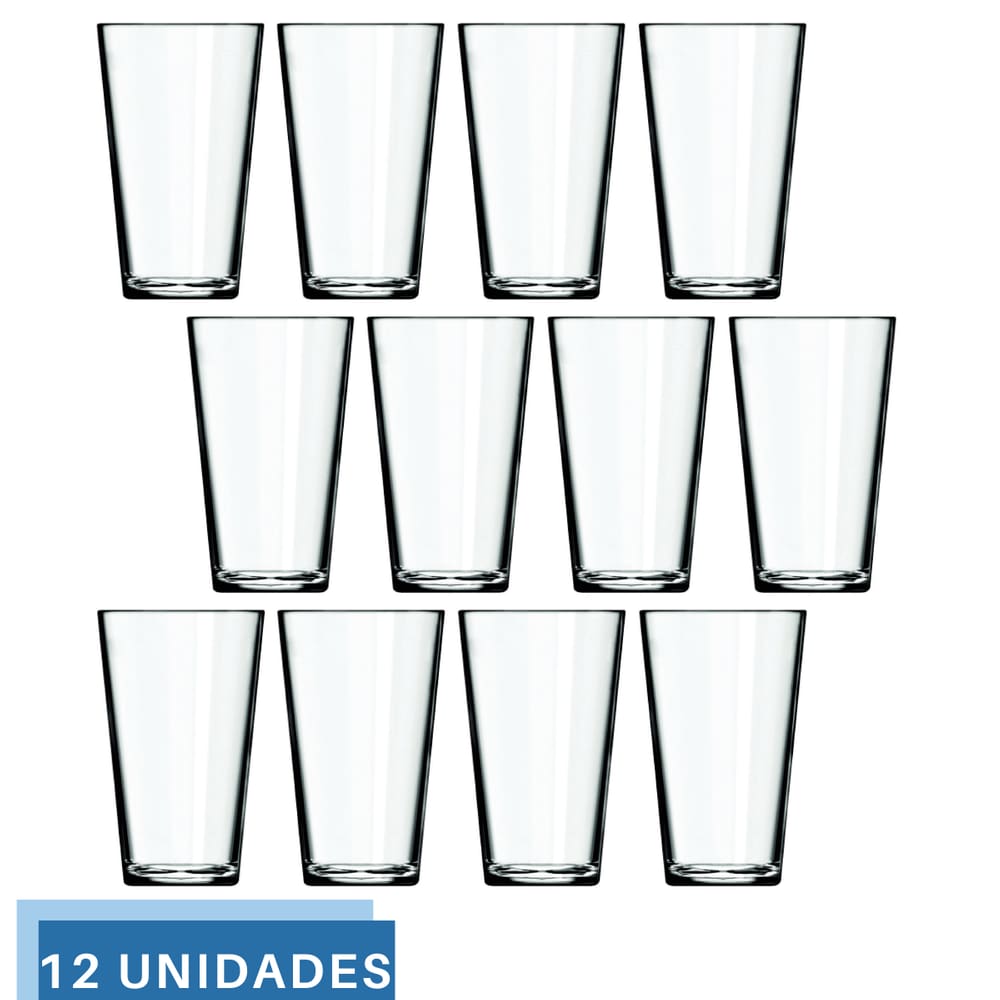 Jogo 12 Copo Cairo 350ml Vidro Suco Agua Transparente Nadir