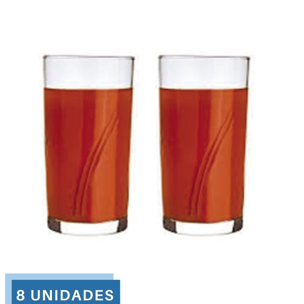 Jogo 2 Copos Brisa 300ml Vidro Suco Agua Transparente Nadir