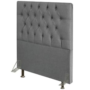 Cabeceira Diamante Cama Box Solteiro 90cm Linho Cinza