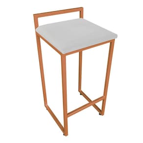 Banqueta Alta Lavínia Suede Base Cobre Cinza
