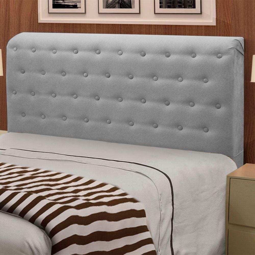 Cabeceira Cama Box King Casal 195cm Suede Cinza