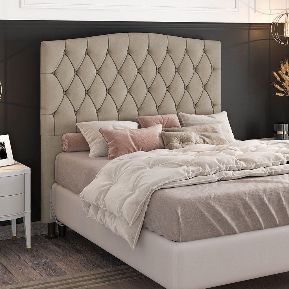 Cabeceira Greta Cama Box Casal 140cm Suede Bege