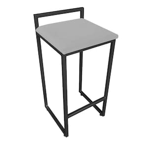 Banqueta Pietra Suede Base Preto Cinza