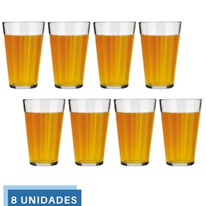Kit 8 Copo Americano Vidro Long Drink 450ml Cristal Nadir