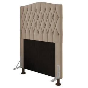 Cabeceira Greta Cama Box Solteiro 90cm Suede Bege