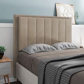 Cabeceira Opala Cama Box King 195cm Suede Bege