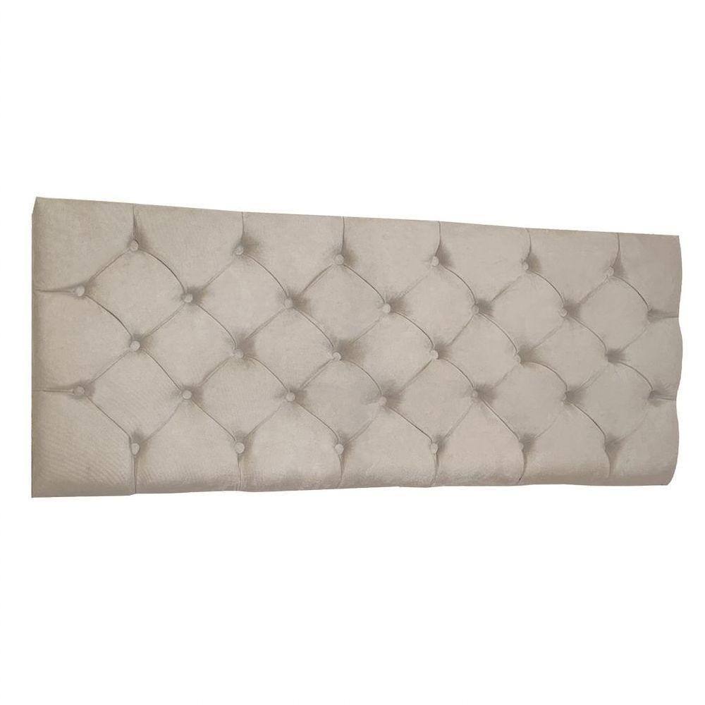 Cabeceira Painel Capitonê Solteiro 0,90m Jade Suede Cor Bege