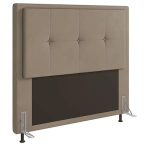 Cabeceira Ametista Cama Box King 195cm Suede Bege