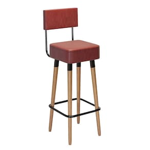 Banqueta Alta Corano Vermelho Telha Pés Palito