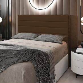 Cabeceira Rubi Cama Box Casal 140cm Corino Marrom