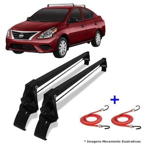 Rack De Teto Nissan Versa 2012 Até 2019 + 2 Elástico Carga