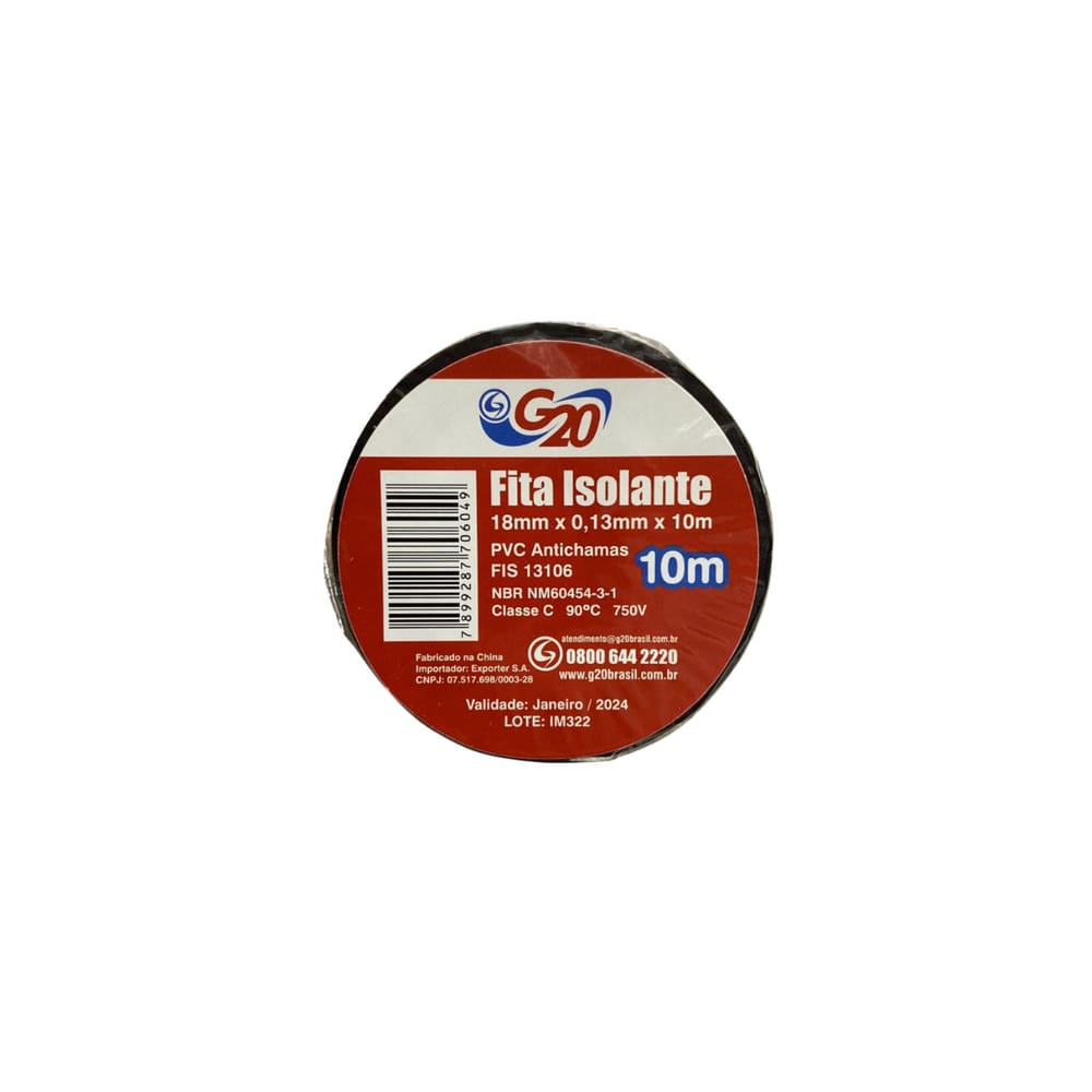 Kit 10 Fita Isolante Uso Geral Preta G20