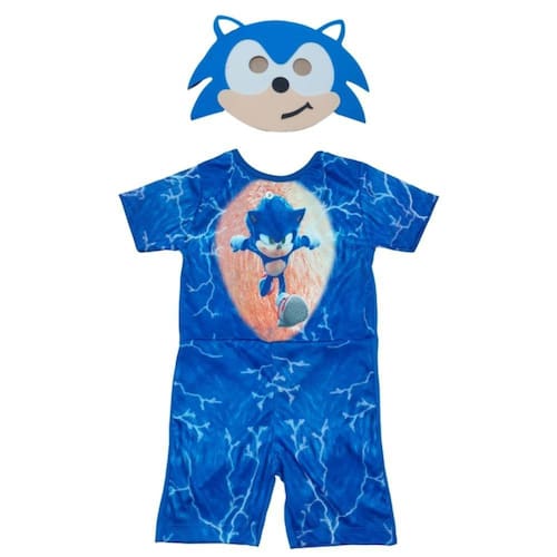 Fantasia Sonic Infantil Curta Com Máscara