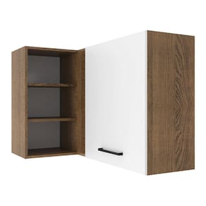 Armário Aéreo de Canto Madesa Agata 1 Porta para linha de 60 cm de profundidade – Rustic/Branco