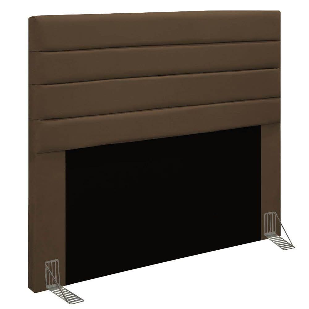 Cabeceira Rubi Cama Box King 195cm Suede Marrom