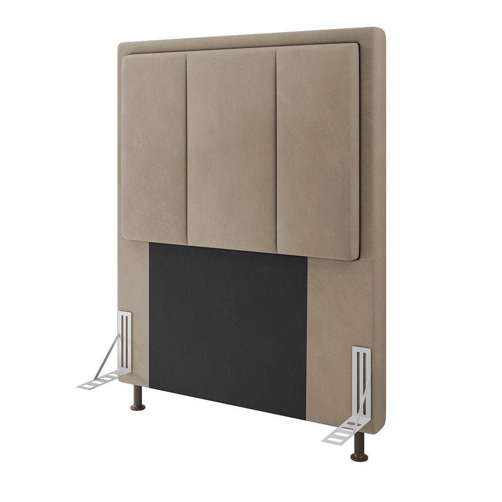 Cabeceira Opala Cama Box Solteiro 90cm Suede Bege