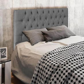 Cabeceira Diamante Cama Box Casal 140cm Linho Cinza